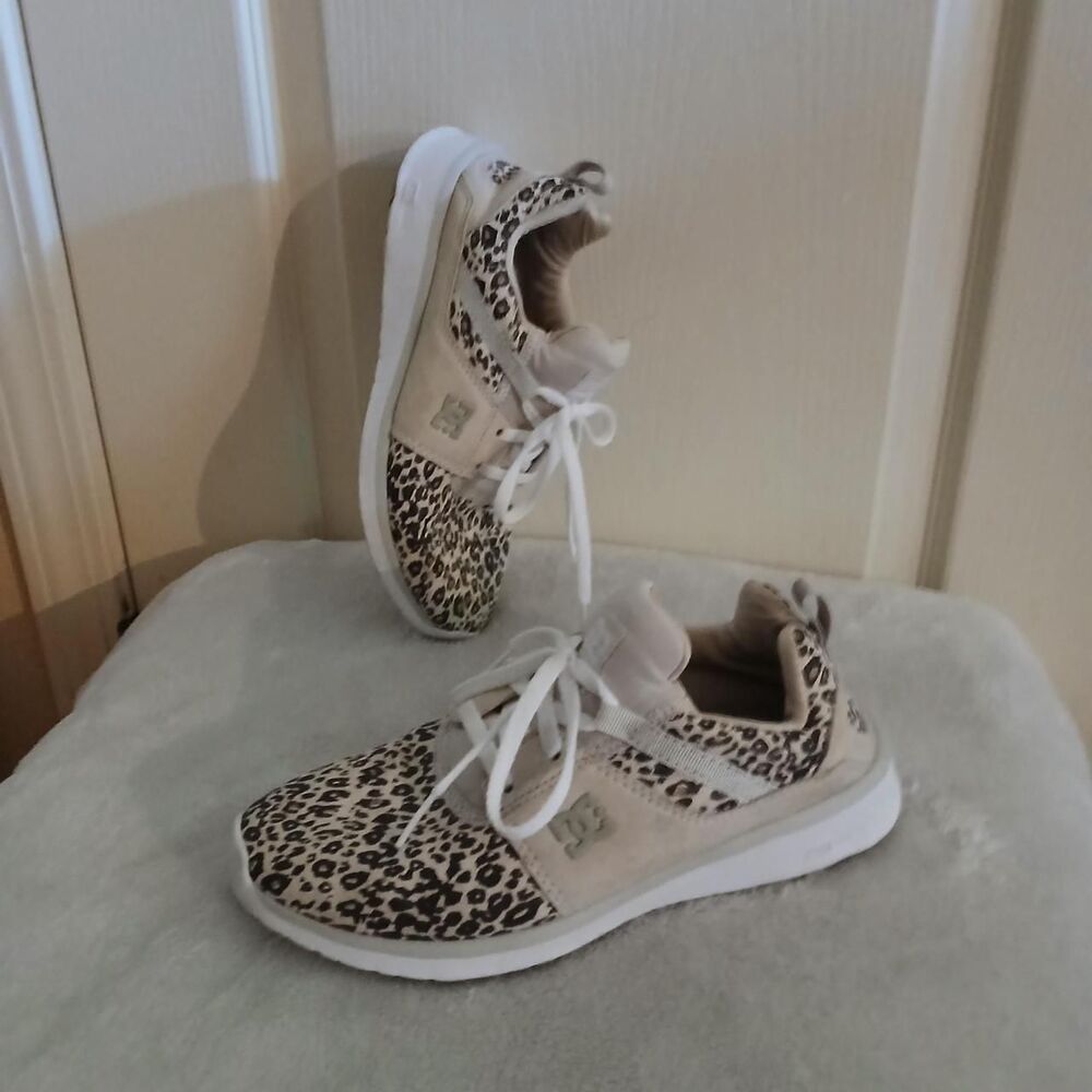 Rare DC Shoes Leopard Print Low Top Runner Athletic Skater Sneaker 6 Y2K Indie